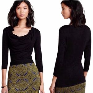 Anthropologie Deletta Sadie ruffled scoop neck top